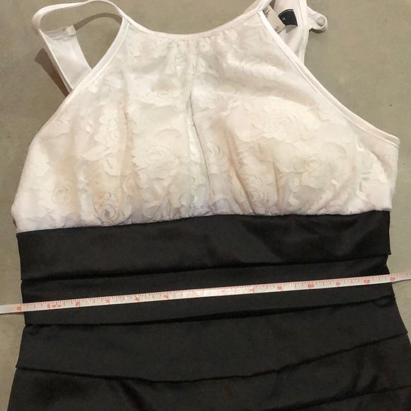 Black Satin and White Lace Cocktail Dress - Picture 4 of 10